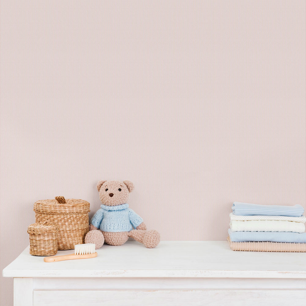 Non-woven wallpaper, pink-white, stripes, 292-1, Enzo,  ICH Wallcoverings