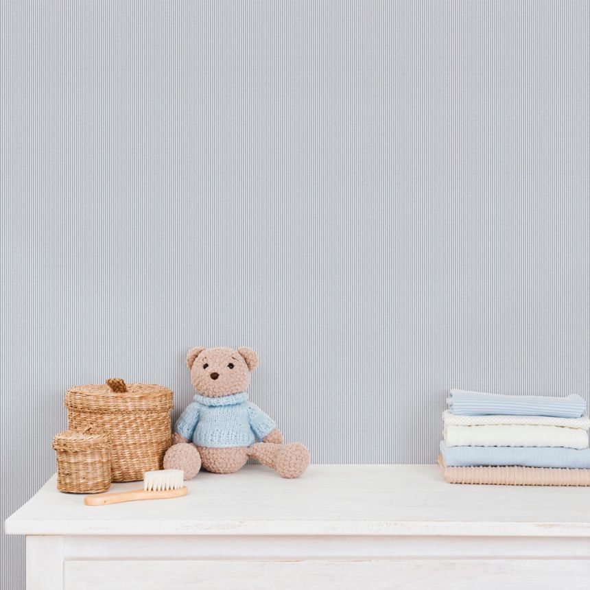 Non-woven wallpaper, blue-white, stripes, 292-2, Enzo,  ICH Wallcoverings