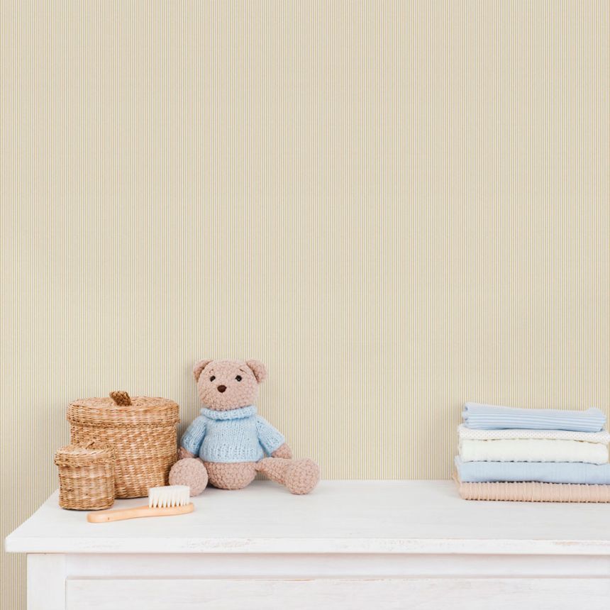 Non-woven wallpaper, ochre-white, stripes, 292-5, Enzo,  ICH Wallcoverings