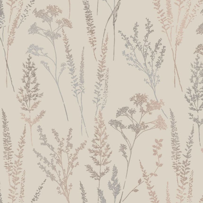 Non-woven wallpaper, brown,meadow flowers and grasses, UI3205, Finest Selection, Vavex