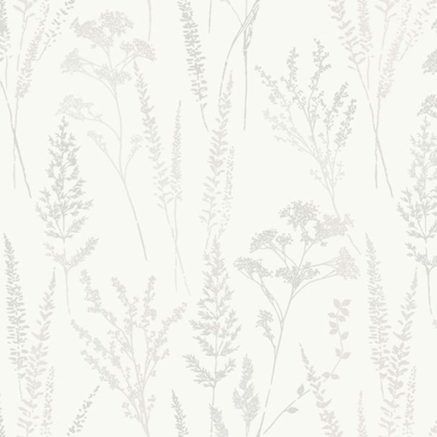 Non-woven wallpaper, white-grey,meadow flowers and grasses, UI3201, Finest Selection, Vavex