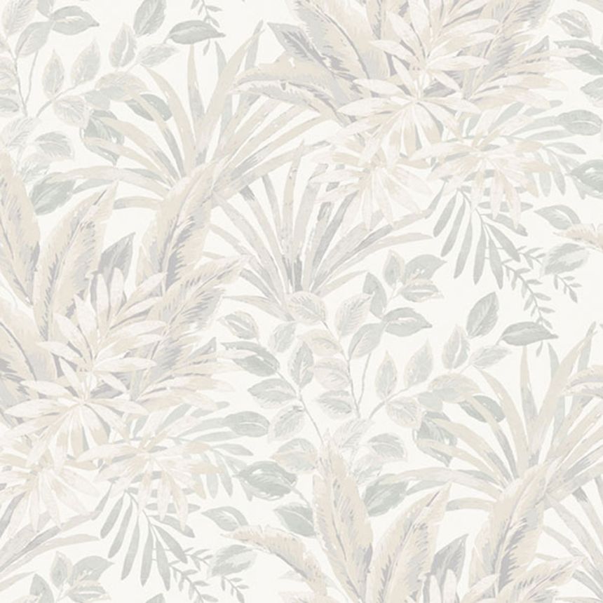 Non-woven wallpaper, grey-beige, leaves, TJ3201, Finest Selection, Vavex