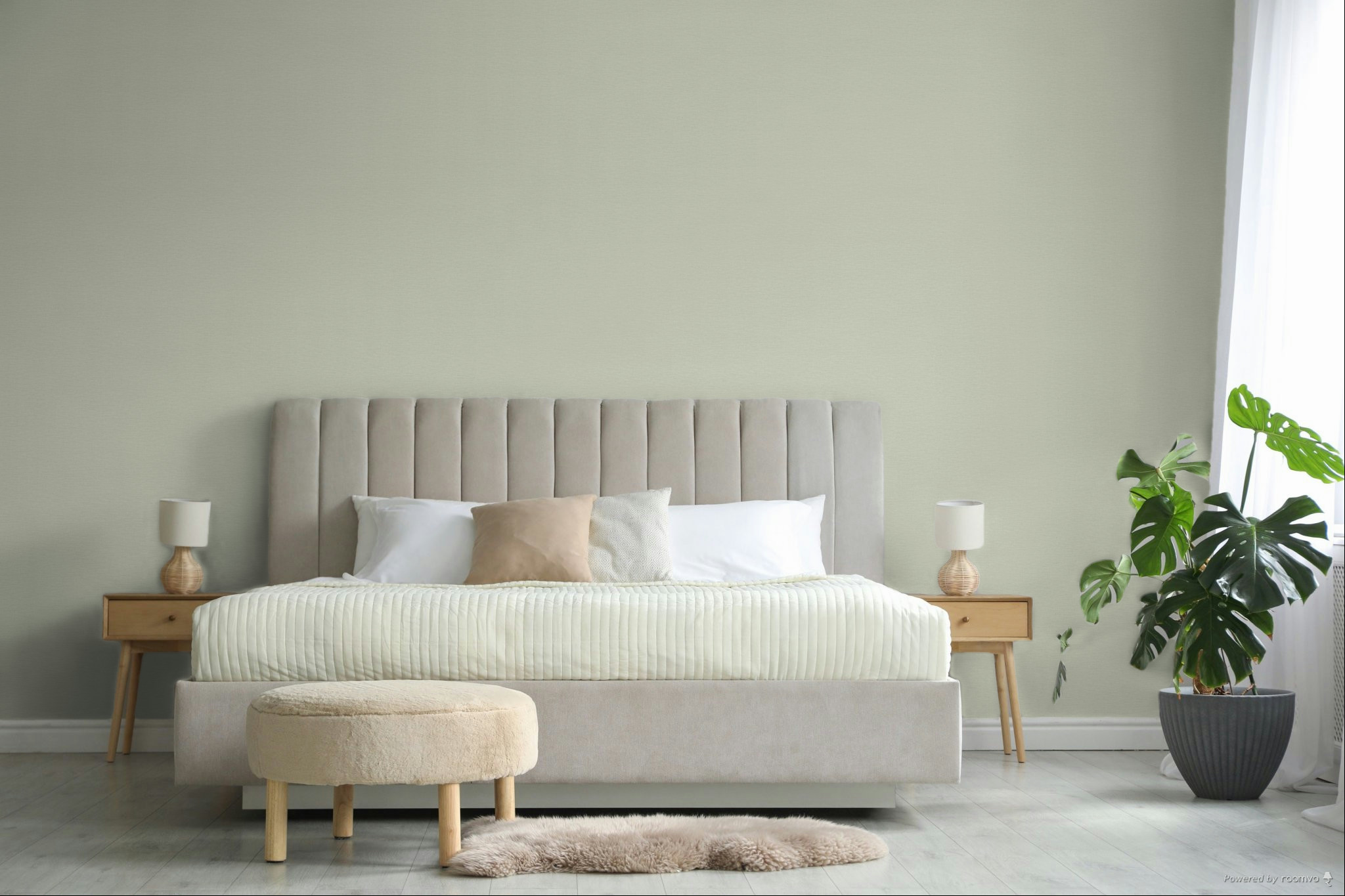 Non-woven wallpaper, green, fabric imitation, TJ1110, Finest Selection, Vavex