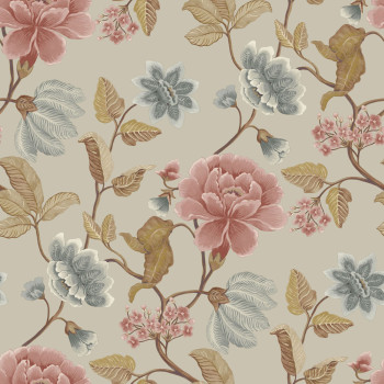 Non-woven wallpaper, beige, flowers, IC3116, Finest Selection, Vavex