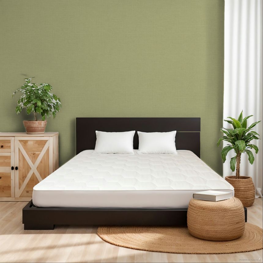 Non-woven wallpaper, green, fabric imitation, IC1014, Finest Selection, Vavex