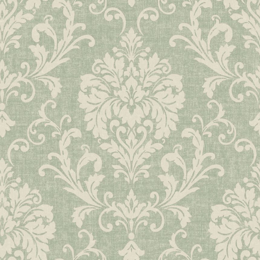 Non-woven wallpaper, green, baroque, ornaments, IC2003, Finest Selection, Vavex