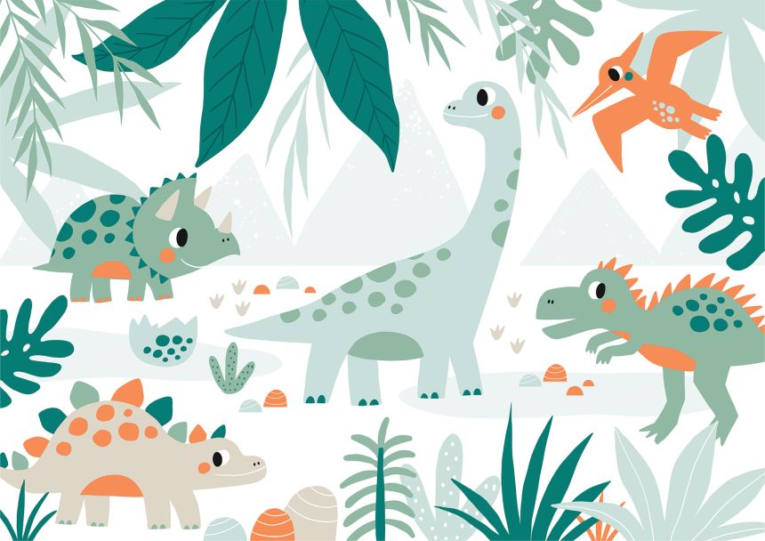 Custom non-woven wallpaper on the wall, Dinosaurs, 10002, Vavex