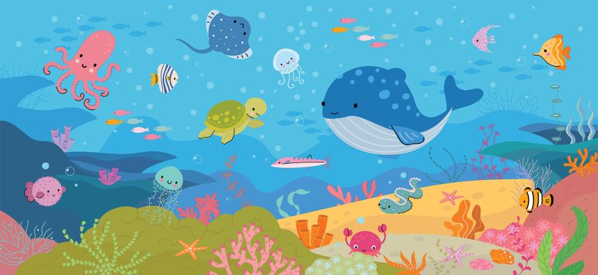 Customized non-woven wall mural, Underwater world, 10007, Vavex