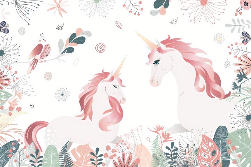 Customized non-woven wall mural, Unicorns, 10015, Vavex