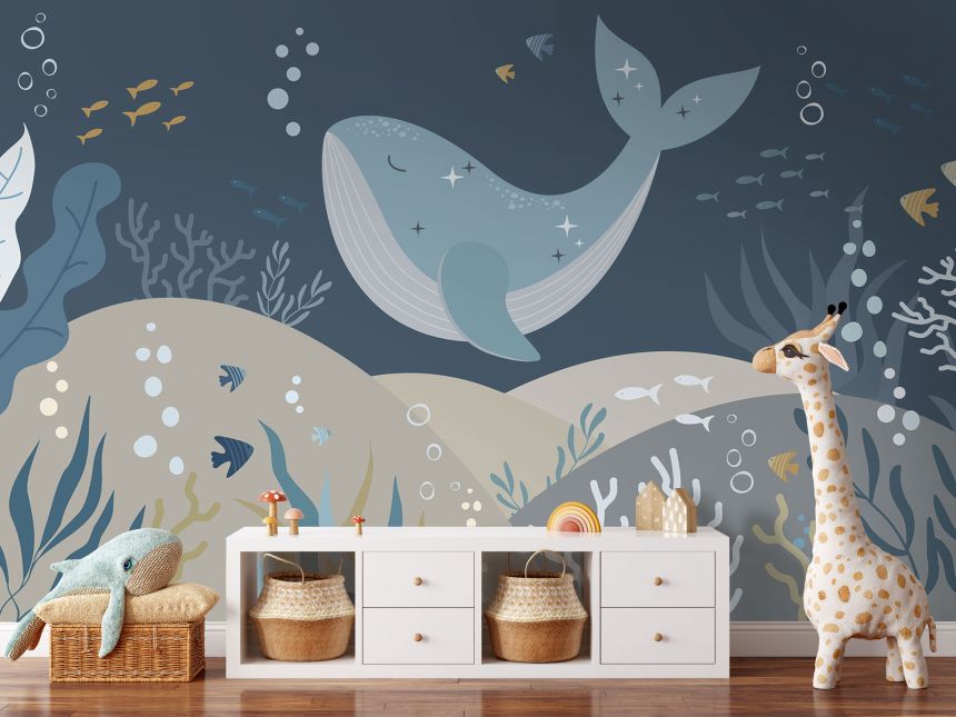 Customized non-woven wall mural, Whale, 10022, Vavex