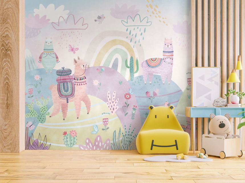 Customized non-woven wall mural, Colorful llamas, 10031, Vavex