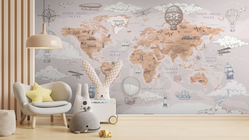 Customized non-woven wall mural, World Map, 10038, Vavex