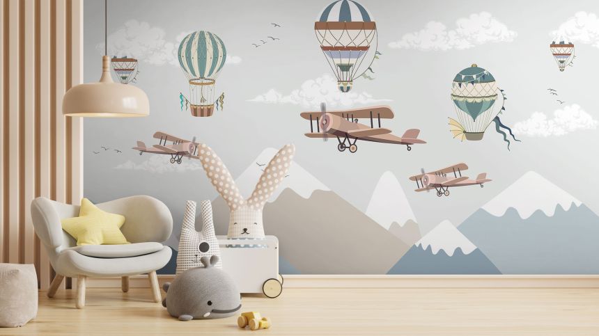 Customized non-woven wall mural, Airplanes and Balloons, 10039, Vavex