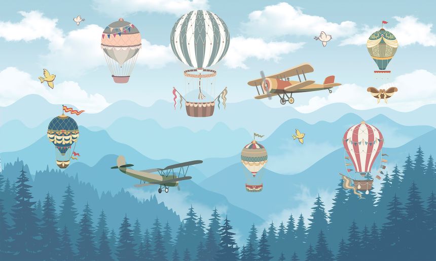 Customized non-woven wall mural, Airplanes and Balloons, 10040, Vavex