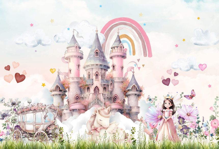 Customized non-woven wall mural, Princess and unicorn, 10042, Vavex