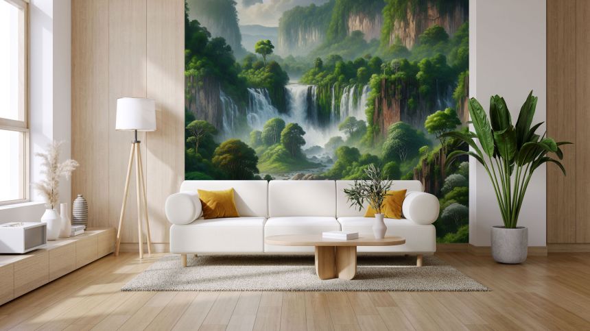 Customized non-woven wall mural, Waterfall in forest, 10078, Vavex