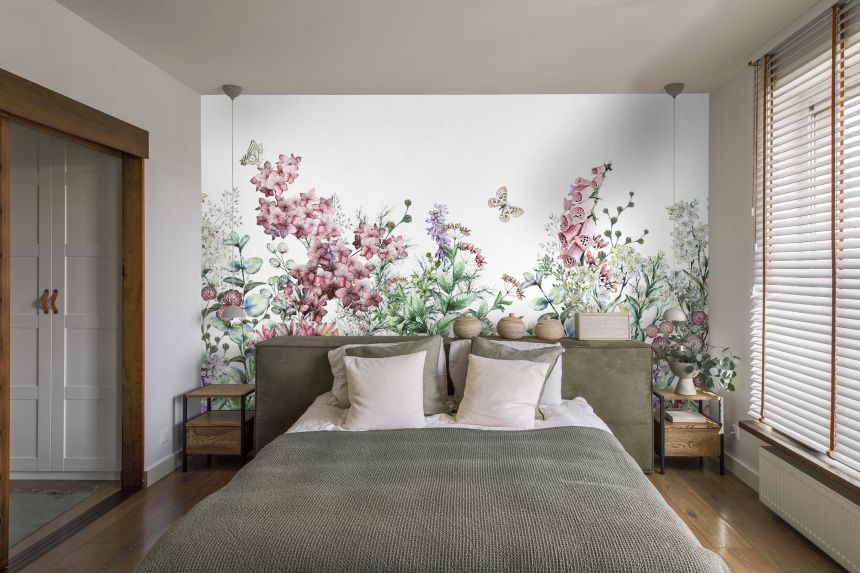 Customized non-woven wall mural, Flowers with butterflies, 10096, Vavex