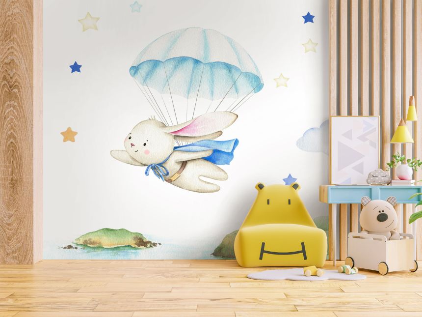 Customized non-woven wall mural, Animals, flying bunny, 10106, Vavex