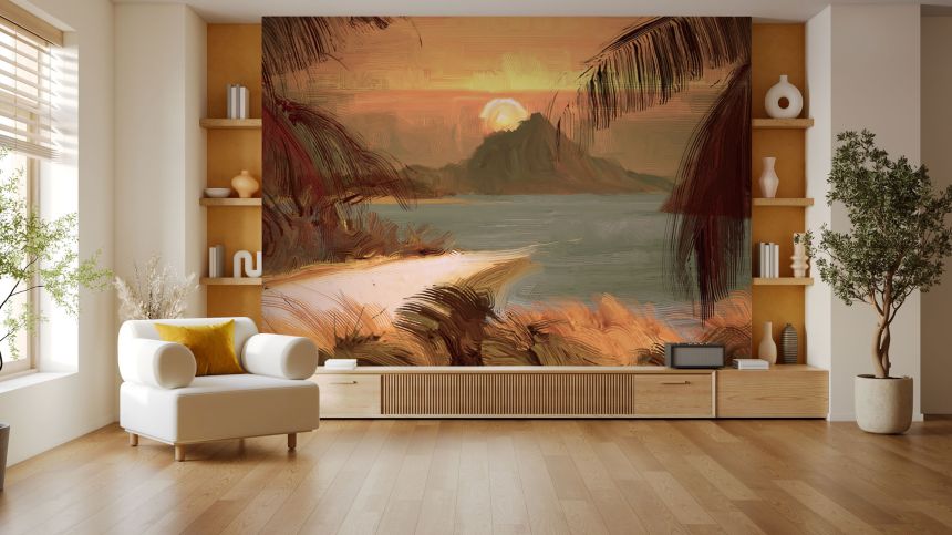 Customized non-woven wall mural, Landscape painting, sea, palm trees, 10127, Vavex