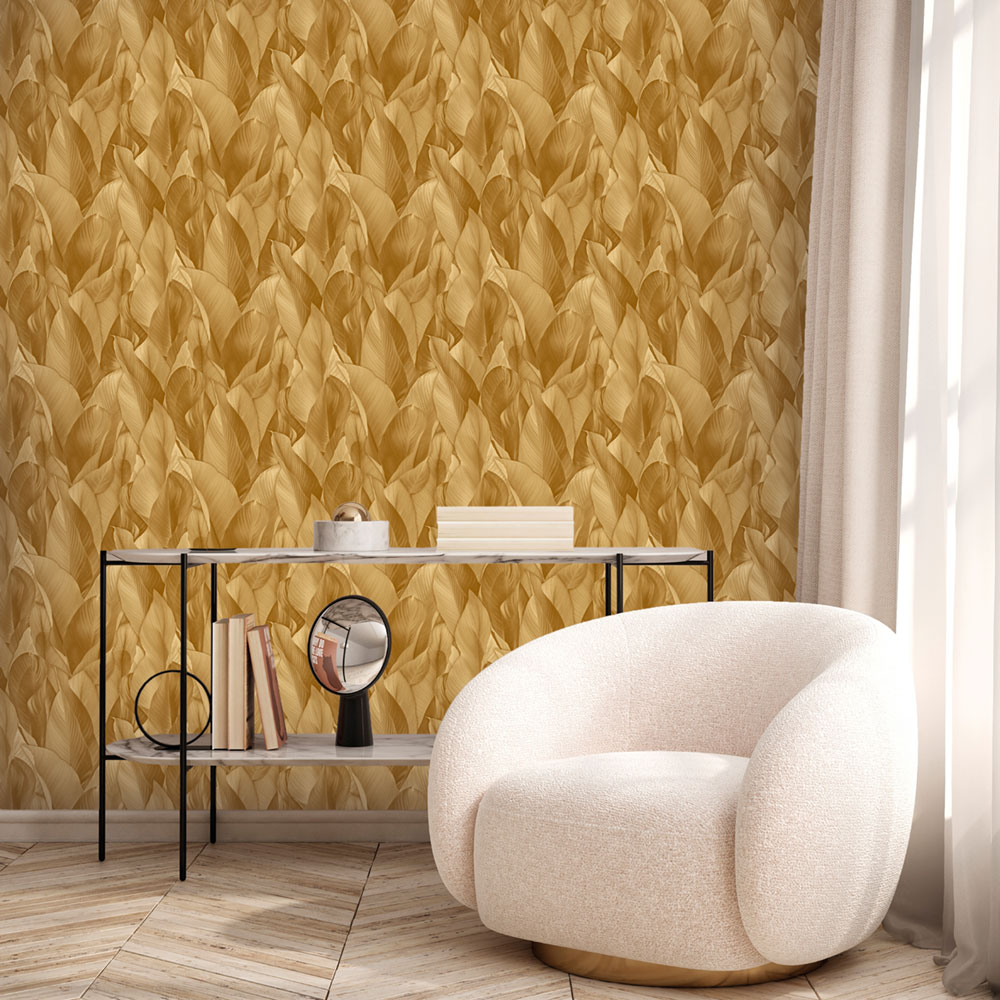 Luxury non-woven wallpaper, beige, leaves, Z57704, Architexture 2,  Zambaiti Parati