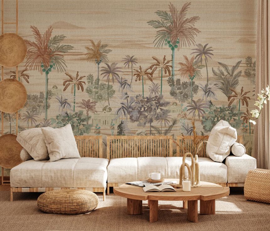 Luxury non-woven wall mural, beige, palm trees, Z57777, Architexture 2,  Zambaiti Parati