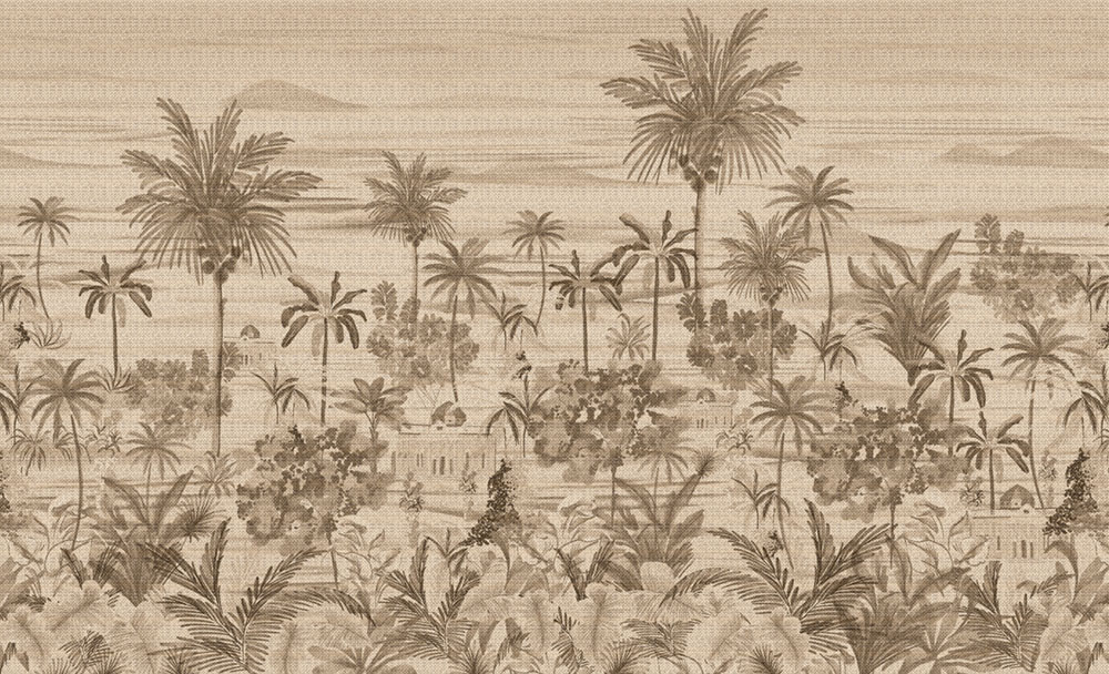 Luxury non-woven wall mural, beige, palm trees, Z57777, Architexture 2,  Zambaiti Parati