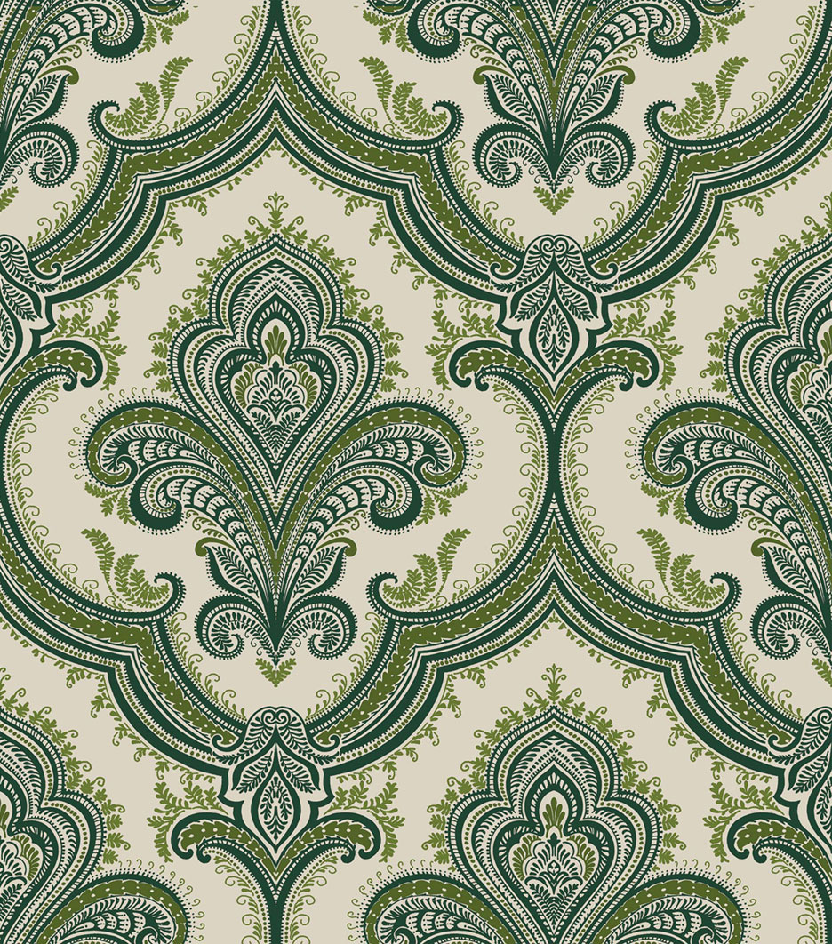 Luxury non-woven baroque wallpaper, green, 520951, Best Sellers, Design ID