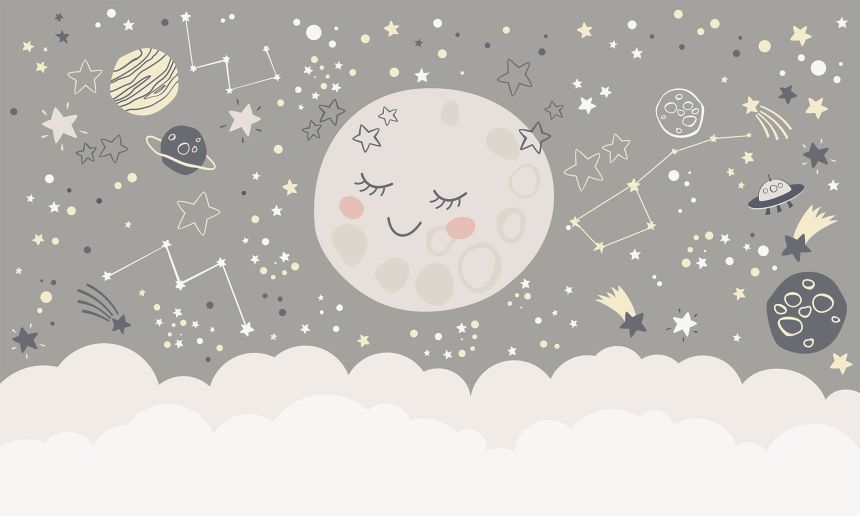 Customized non-woven children's wall mural, Night sky, 10142, Vavex