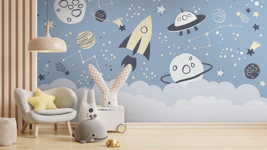 Customized non-woven children's wall mural, Spaceships, 10143, Vavex