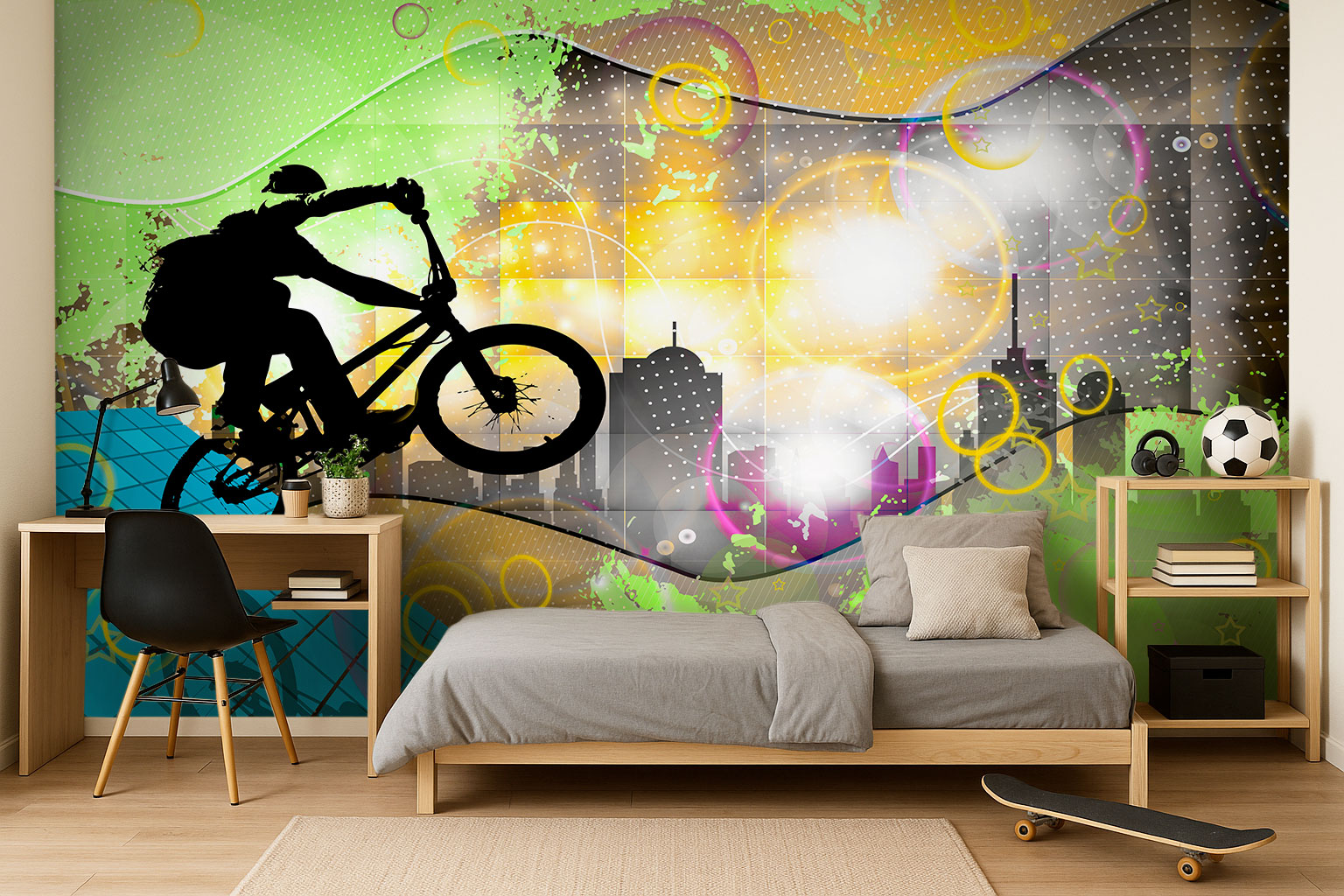 Customized non-woven wall mural, BMX cyclist, 10148, Vavex