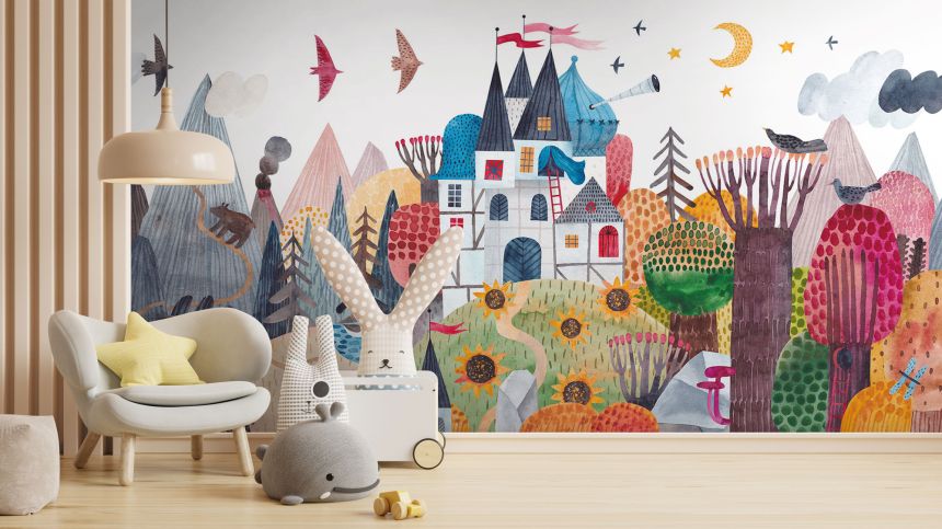 Customized non-woven children's wall mural, Castle in forest, 10152, Vavex