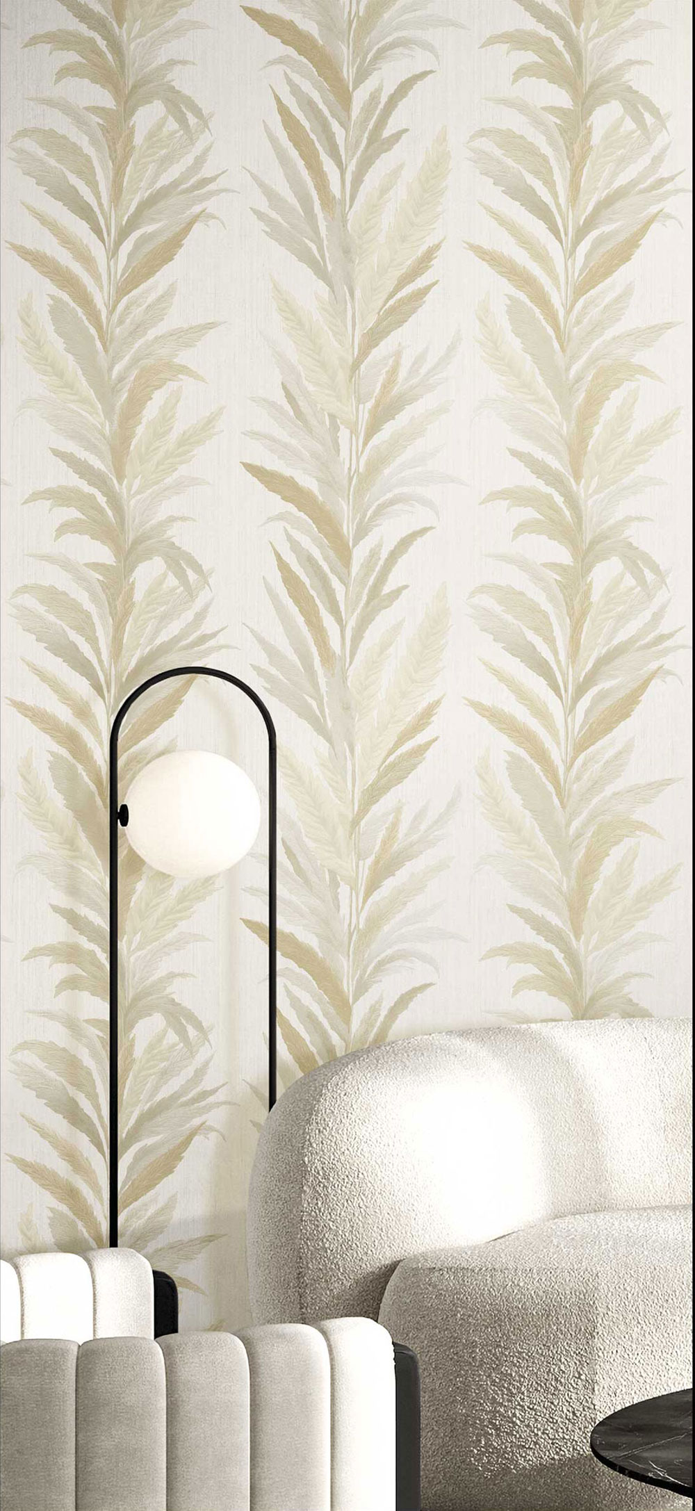 Wallpaper, cream-grey, leaves, 35901, Ornamenta, Parato by Cristiana Masi