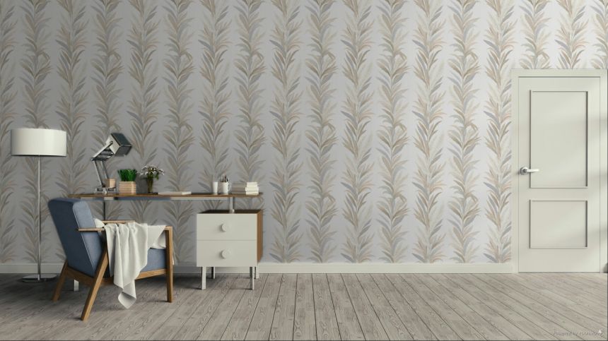 Wallpaper, cream-grey, leaves, 35903, Ornamenta, Parato by Cristiana Masi
