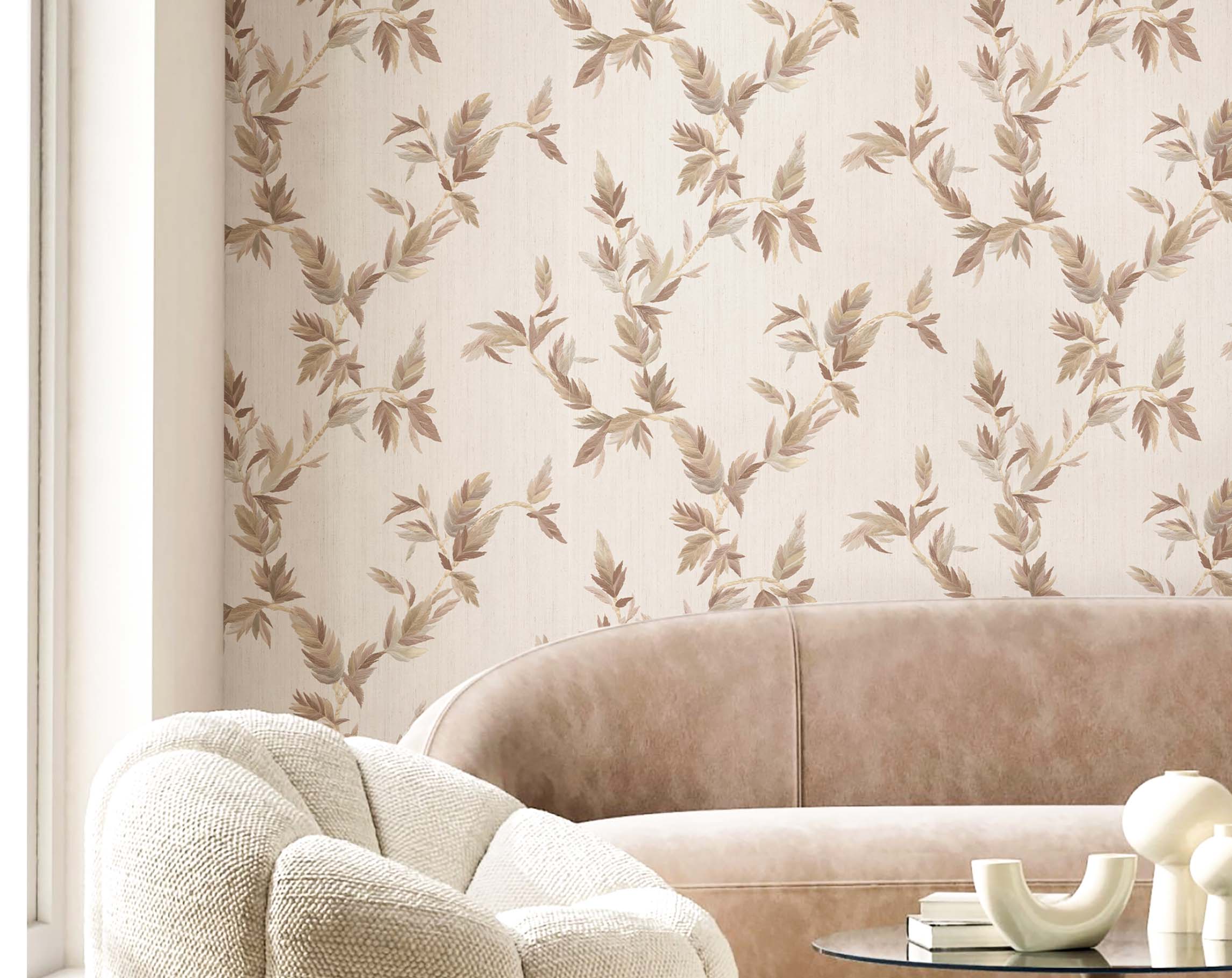 Wallpaper, beige, leaves, 35914, Ornamenta, Parato by Cristiana Masi