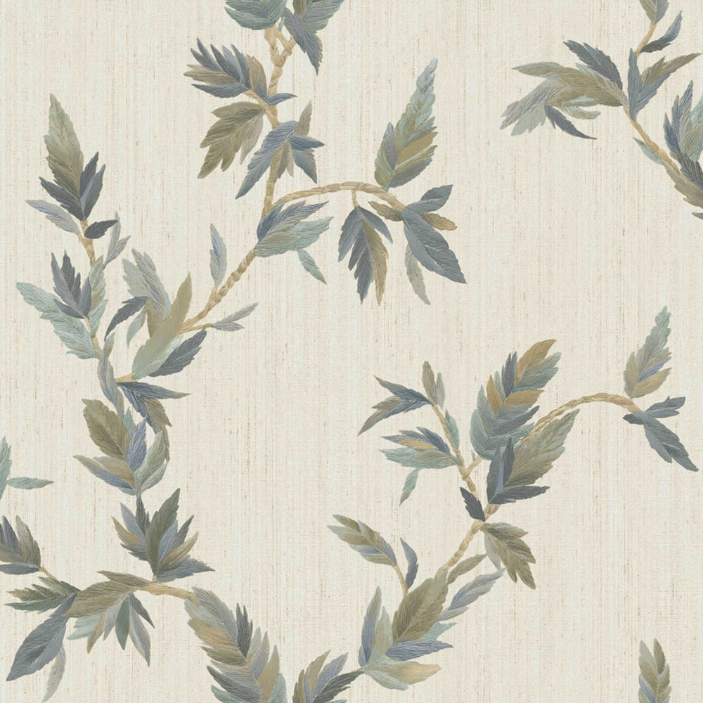 Wallpaper, beige-green-blue, leaves, 35915, Ornamenta, Parato by Cristiana Masi