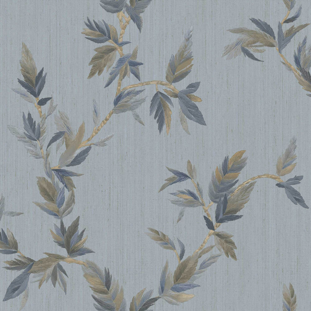 Wallpaper, blue, leaves, 35916, Ornamenta, Parato by Cristiana Masi