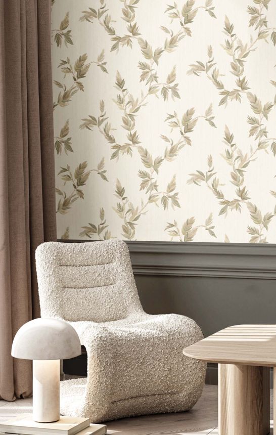 Wallpaper, beige-green, leaves, 35917, Ornamenta, Parato by Cristiana Masi