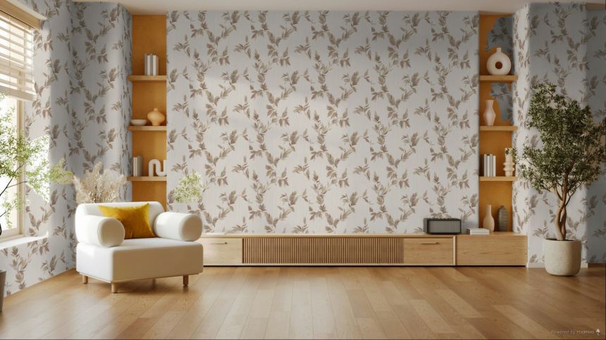 Wallpaper, grey-cream, leaves, 35918, Ornamenta, Parato by Cristiana Masi