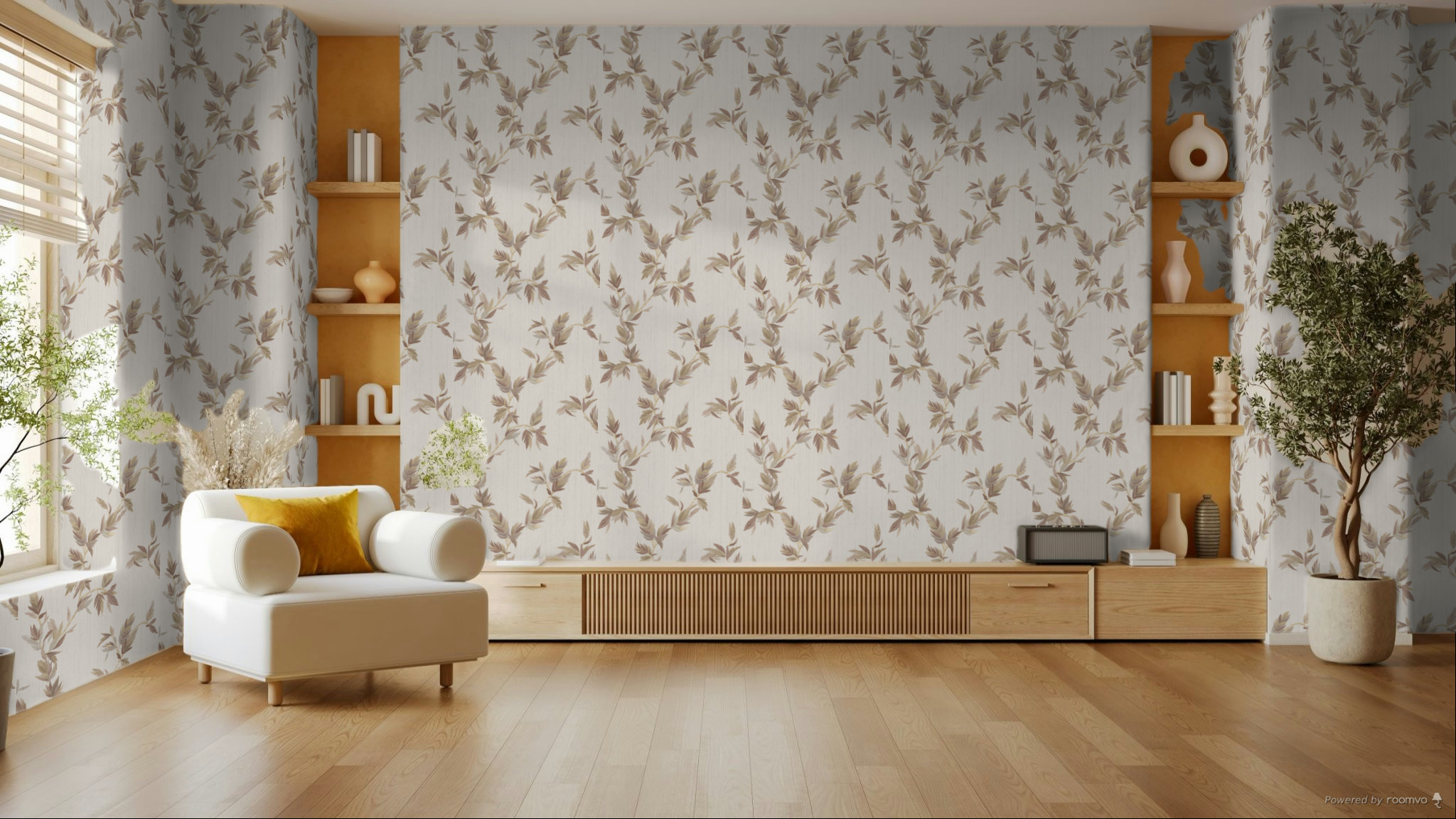 Wallpaper, grey-cream, leaves, 35918, Ornamenta, Parato by Cristiana Masi