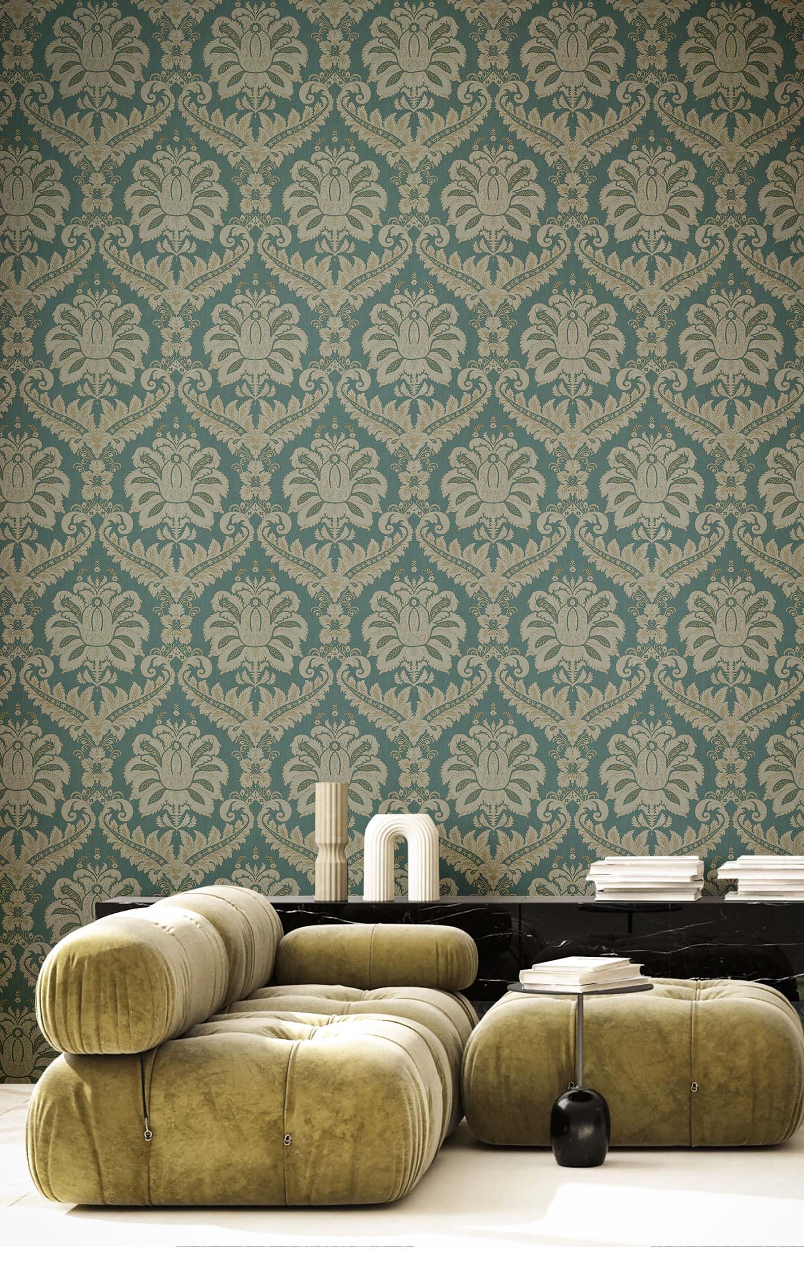 Wallpaper, green, baroque, 35925, Ornamenta, Parato by Cristiana Masi