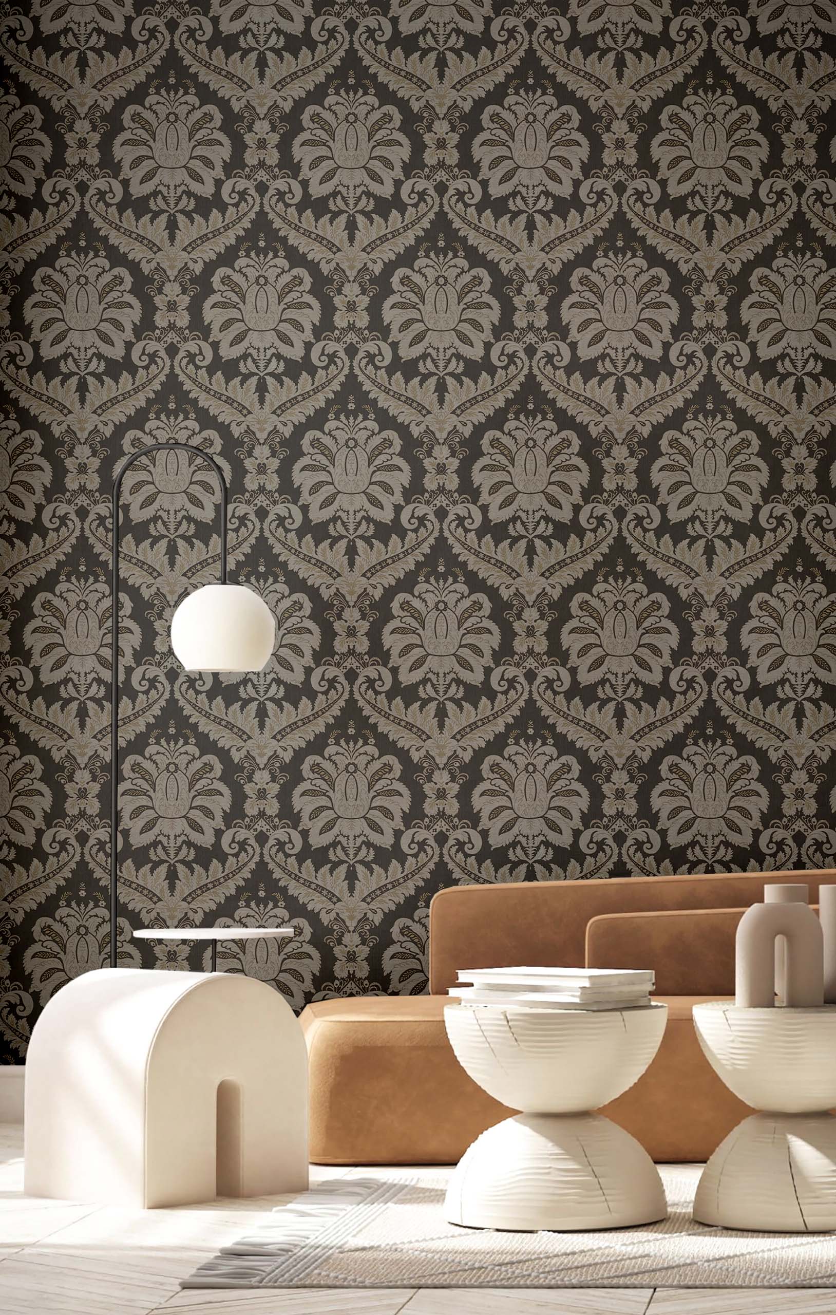 Wallpaper, black-grey, baroque, 35929, Ornamenta, Parato by Cristiana Masi