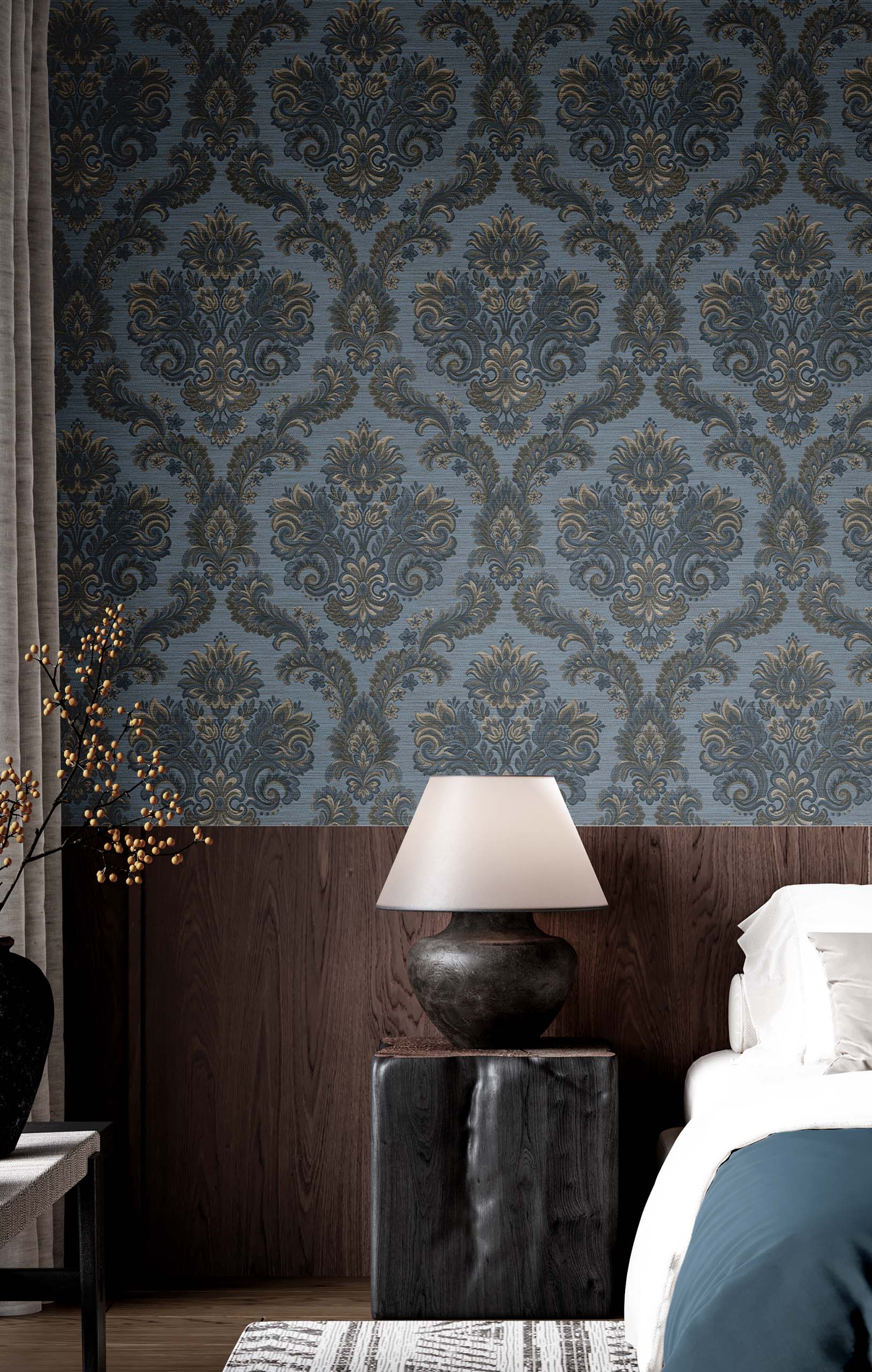 Wallpaper, blue, baroque, 35946, Ornamenta, Parato by Cristiana Masi