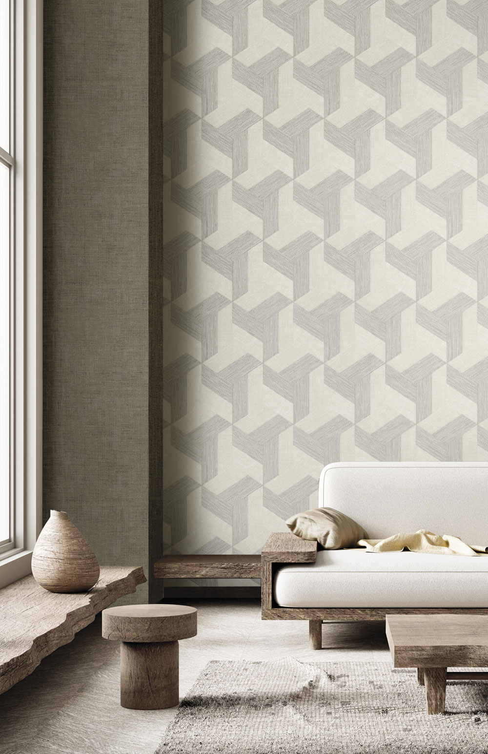 Non-woven wallpaper, geometric, grey, 27508, Sintesi, Cristiana Masi by Parato