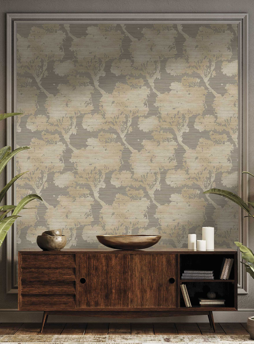 Wallpaper, grey-beige, trees, 35957, Ornamenta, Parato by Cristiana Masi