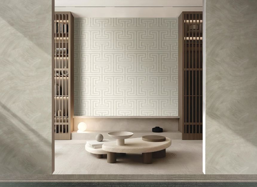 Non-woven wallpaper, geometric, grey-beige, 27514, Sintesi, Cristiana Masi by Parato