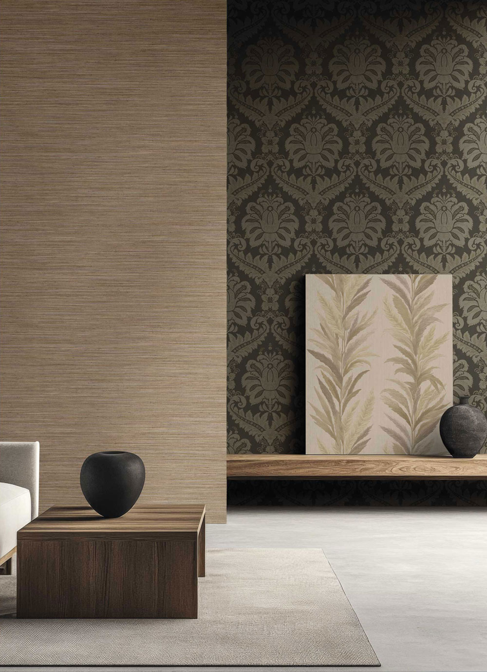Wallpaper, brown, fabric imitation, 35976, Ornamenta, Parato by Cristiana Masi