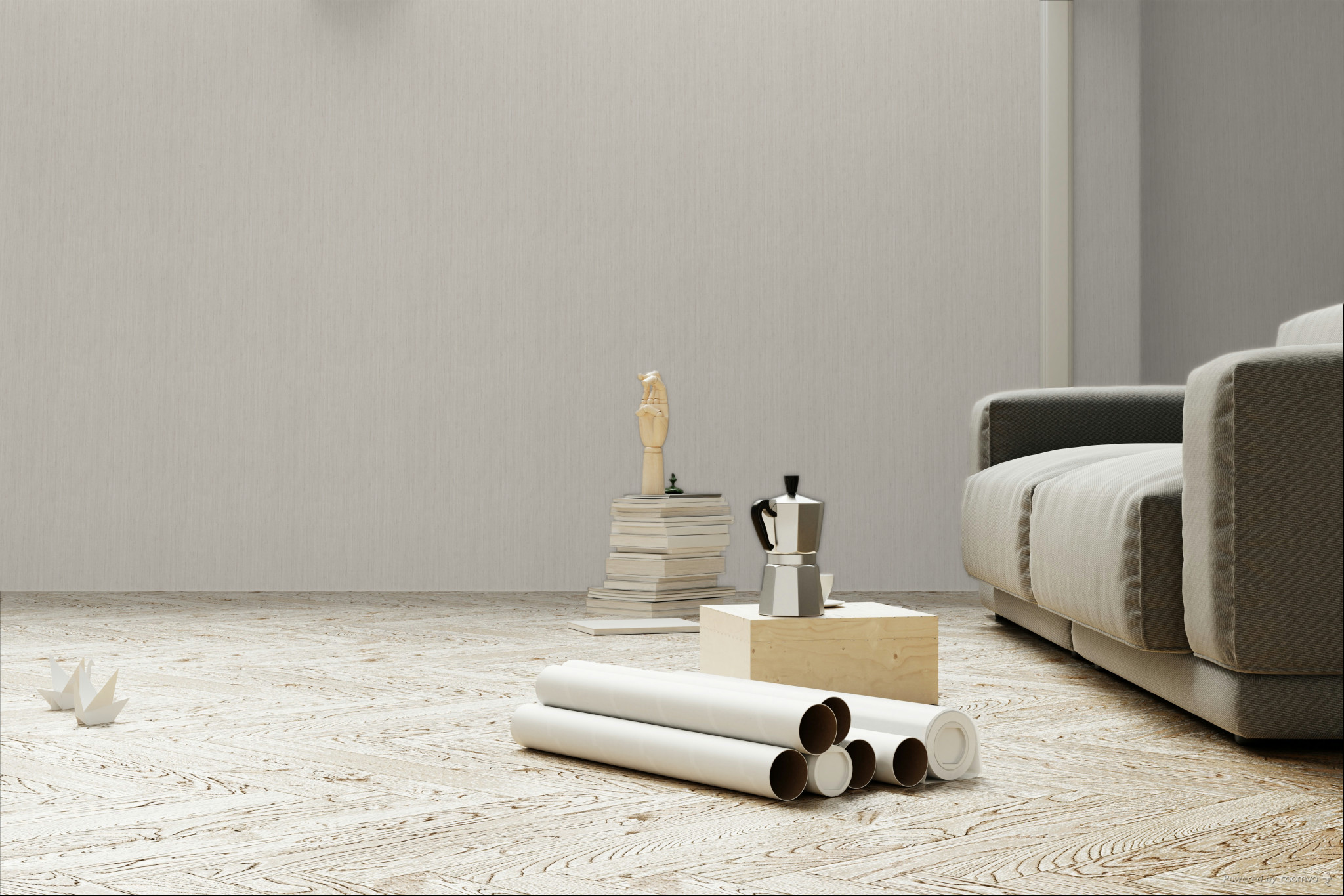 Wallpaper, grey-beige, fabric imitation, 35984, Ornamenta, Parato by Cristiana Masi