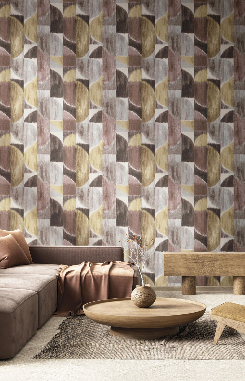 Non-woven wallpaper, graphic, grey-beige, 27529, Sintesi, Cristiana Masi by Parato