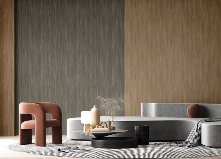 Non-woven wallpaper, fabric imitation, grey-beige, 27541, Sintesi, Cristiana Masi by Parato