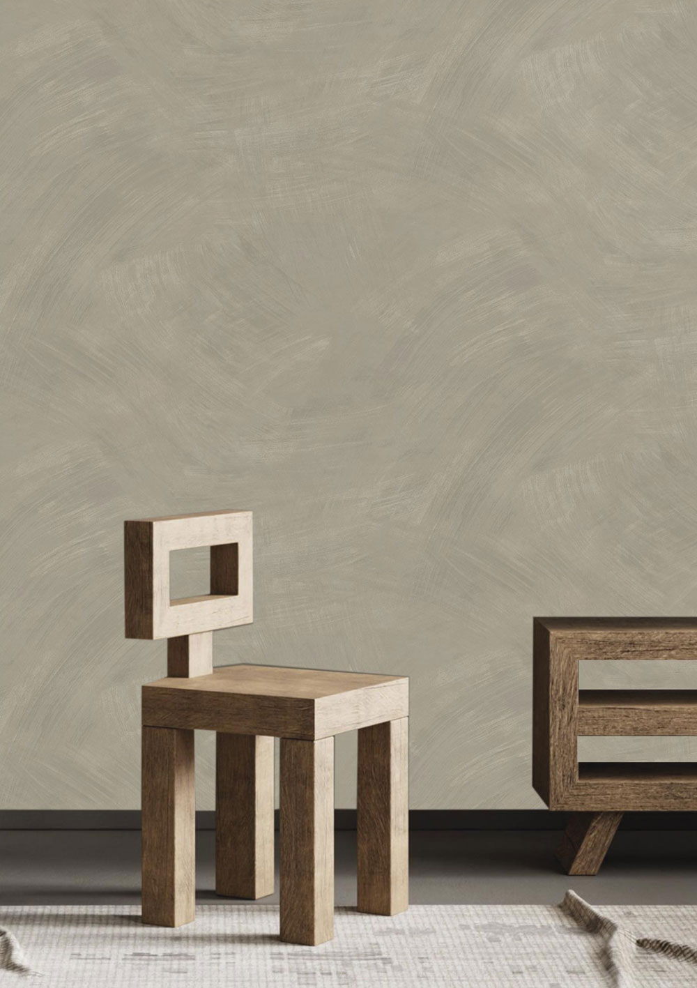 Non-woven wallpaper, stucco, grey-beige, 27555, Sintesi, Cristiana Masi by Parato